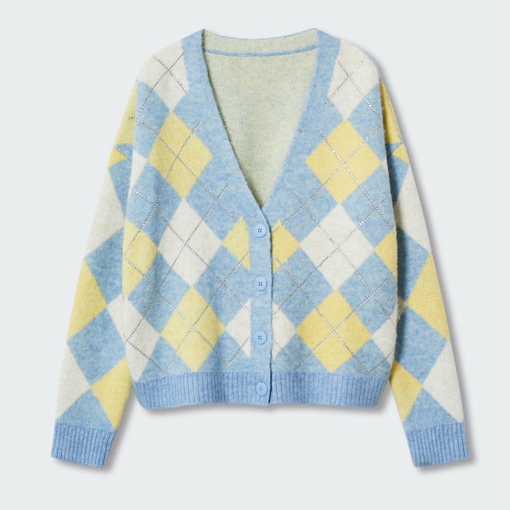 Mango Rhombus Cardigan with Strass Detailing Size Medium